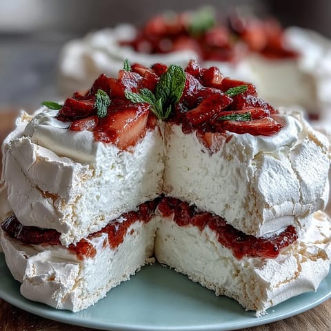 Strawberry Pavlova with Cream