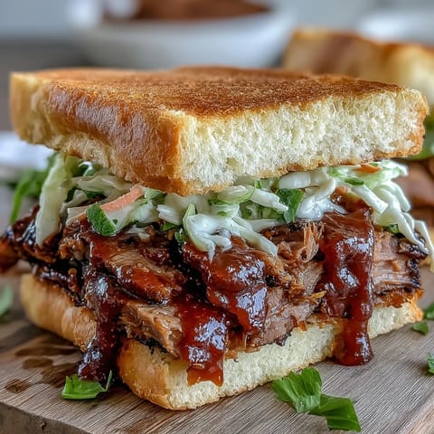 2. Juicy brisket sliders with rich BBQ glaze, crunchy cabbage slaw, and pickles, perfect for party platters or game day spreads.