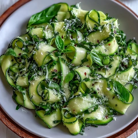 Shaved Zucchini Ribbon Salad with Lemon and Parmesan, a vibrant, fresh taste.