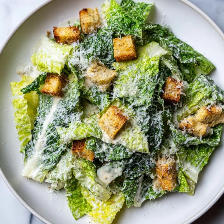 This classic Caesar salad offers a delightful mix of flavors and textures, perfect for lunch.
