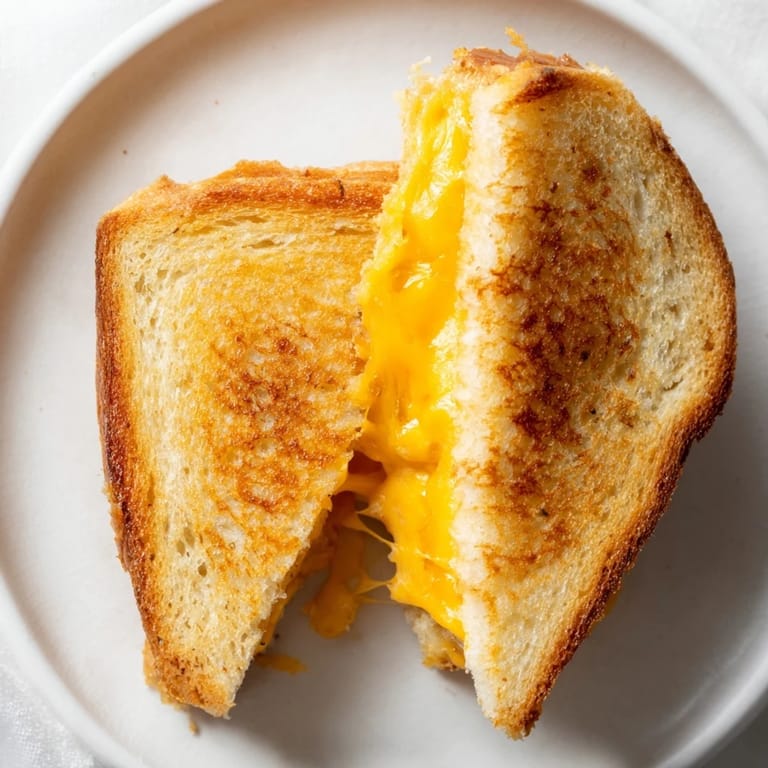 Close-up of a perfectly grilled Grilled Cheese Sandwich, showing crispy bread and gooey, delicious cheese.