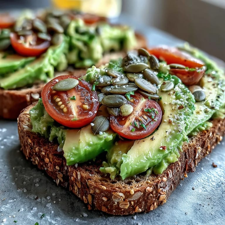 Hearty whole grain avocado toast, sliced and served on a white plate for brunch.