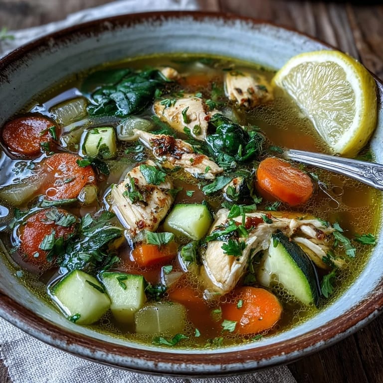 Healthy gluten-free Turmeric Chicken Soup served in a white ceramic bowl, perfect for cozy nights.