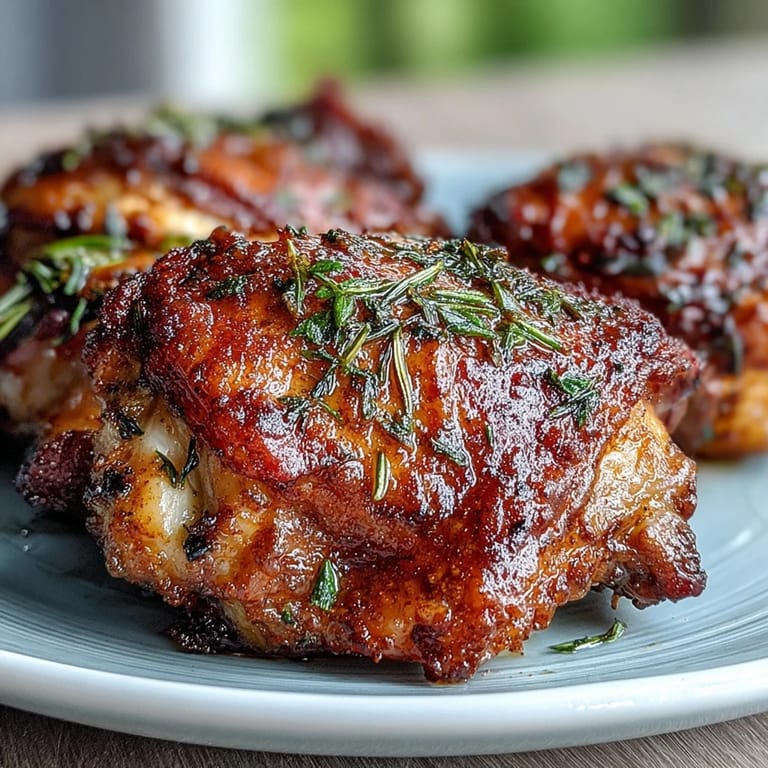 Golden Crispy Baked Bone-In Chicken Thighs served with roasted vegetables for an easy weeknight dinner.
