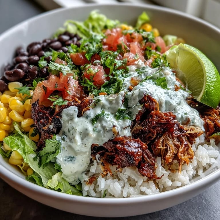 Bright salsa, fresh cilantro, and a lime crema drizzle finish this vibrant Mexican-inspired bowl.
