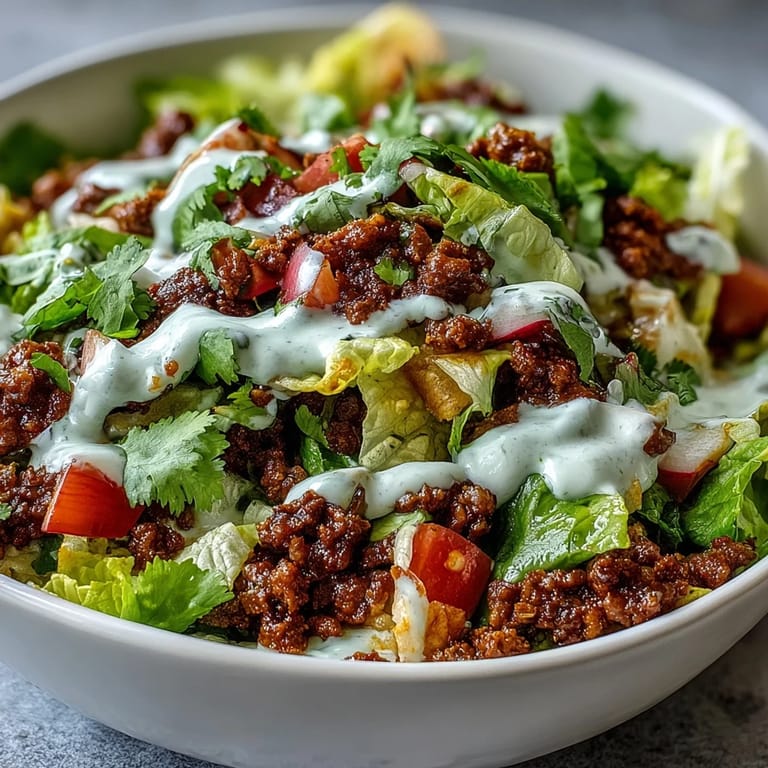 Healthy Taco Bowl topped with vibrant radishes, cilantro, and a drizzle of zesty lime crema.