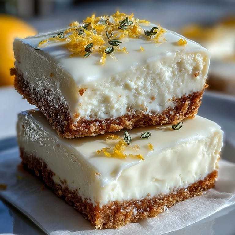 Luscious skyr lemon cheesecake bars, perfectly tangy and ready to be chilled.