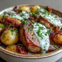 Tender Crockpot Ranch Pork Chops in creamy gravy, served over soft potatoes and carrots for a comforting family dinner.